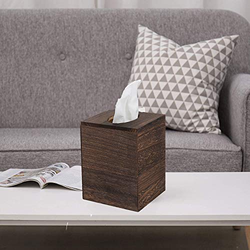 JOYOHOME Wooden Tissue Box Cover with Slide-Out Bottom Panel Square Farmhouse Tissue Box Holders Decorative Facial tissues Cube Box Holder for Bathroom, Bedroom, Dinner Table, Office