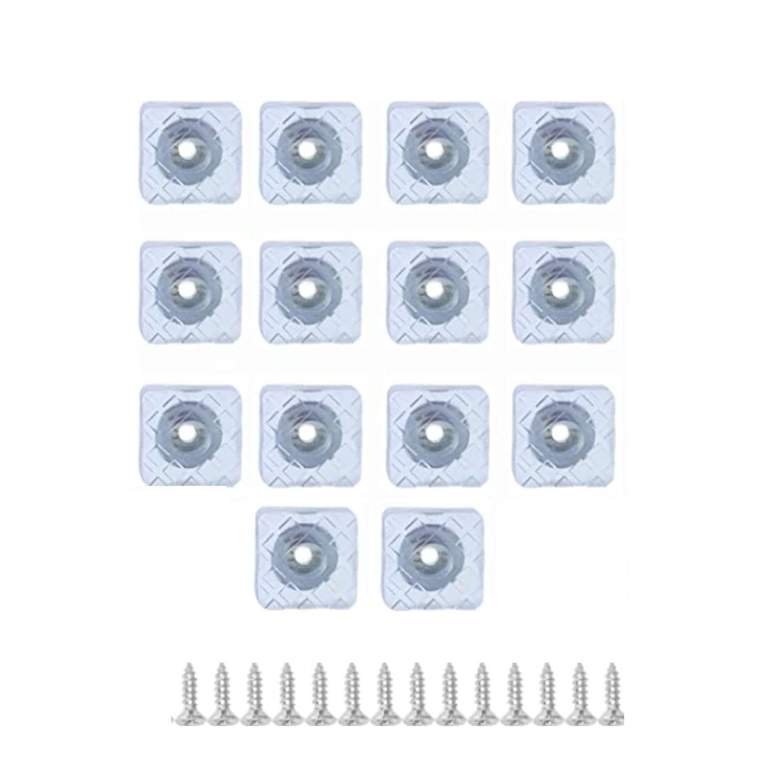 14 pcs 30 x 30 mm Non-Slip Rubber Mat Square, Screw-on Floor Protection Pad for Chairs, Sofas, Table Feet (Wihte)