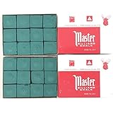 Made in the USA - 2 Boxes of Master Chalk - 24 Pieces for Pool Cues and Billiards Sticks Tips (Forest Green)