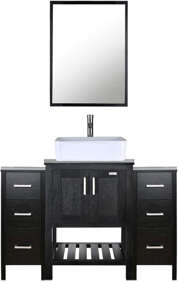 eclife 48” Bathroom Vanity Sink Combo Black W/Side