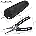 PLUSINNO Fishing Pliers Stainless Steel Mix with Titanium Carbo-Nitride Coating Hook Removers, Braid Cutters Saltwater Split Ring Fishing Tool with Sheath and Lanyard