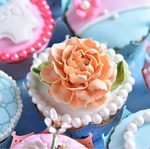 Edible Candy Pearls Cupcake Cake Toppers, Celebrations Candy Pearls Shaker Jar Wedding Shower Party Cake Food Decoration Supplies 4.6oz (Gold 6.5mm)