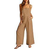 ANRABESS Women's 2 Piece Outfits Linen Pants Jumpsuit Matching Lounge Set Casual Summer Beach Vacation Trendy Clothes