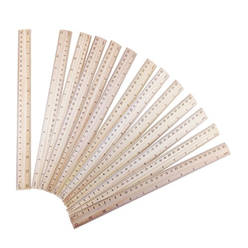 20PCS Amersumer 12 inch/ 30 cm Student Rulers Wood Rulers with Bilateral Scale, School Rulers Office Ruler Measuring Ruler, 2 Scale. (12 Inch and 30 cm)