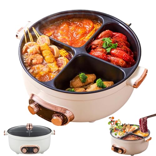 Four Grid Multifunctional Stew Pot, 6/7l Large Capacity Multifunctionals Four-Grids Electric Cooker, 4-Flavor Chinese Shabu Shabu Pot for Home Party (7L)