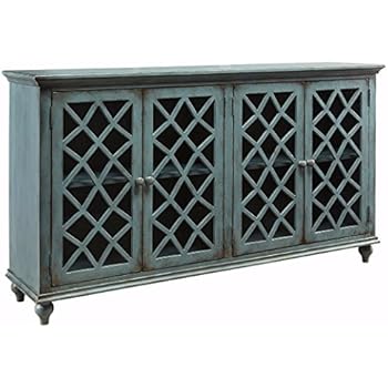 Signature Design by Ashley - Mirimyn Accent Cabinet - 4-Door - Vintage Casual - Antique Teal