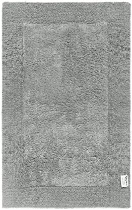 QltyFrst Bath Mat Reversible Cotton 1900 GSM Size 21"x34" Bathroom Rugs Luxurious Bathroom Mat Extra Plush Absorbent Grey