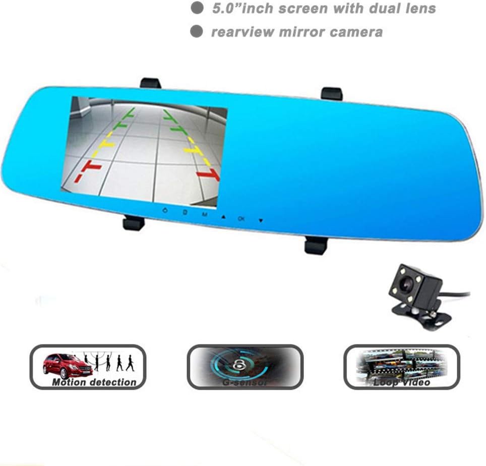 QUARKJK Mirror Dash Cam 5 Inch Touch Screen, 1080P Full HD Front Car Camera Video Recorder Monitor G-Sensor Loop Recording Reverse Camera