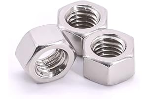 AOESIN M12-1.25mm (10 pcs) Hex Nuts, 304 (18-8) Stainless Steel, Hexagon Head Machine Nuts, Fine Thread, Full Thread, DIN934