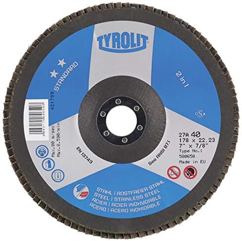 TyrolitSTANDARD 2-in-1 Flap Disc for Stainless Steel for Angle Grinders - 115 x 22.23 mm / 120 Grit (Pack of 10)