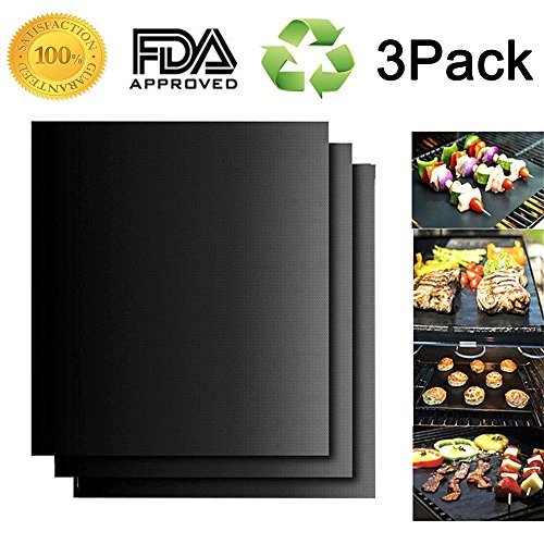 Non-Stick Baking Mat Set of 3, MZCH BBQ Grill Mats, FDA Approved, Reusable and Easy to Clean