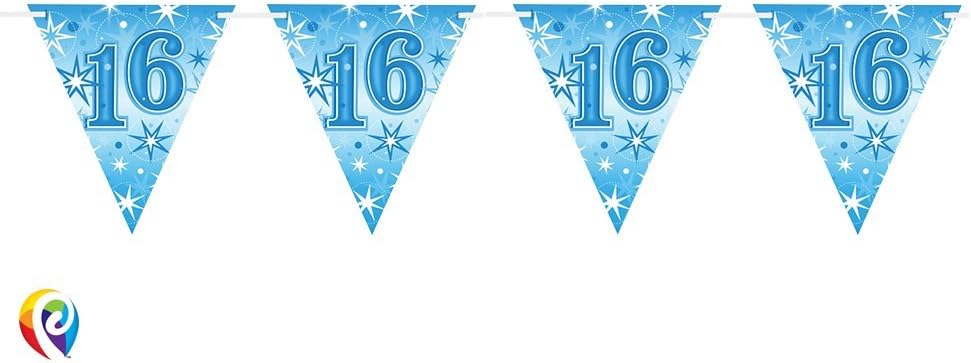 Pioneer Party 45586 Party Banner, Blue, 16th Sparkle Bunting, 16th Sparkle Bunting - Blue