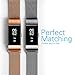 Tecson Magnetic Bands Compatible Fitbit Charge 2 (Pack of 2), Stainless Steel Metal Milanese Replacement Strap with Magnet Lock for Fitbit Charge 2, Rose Gold and Silver