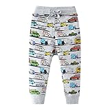 HUAER& Boys Print Car Pattern Cotton Pants Drawstring Elastic Sweatpants (4-5T(height100-110cm/38-42inch), 7016)