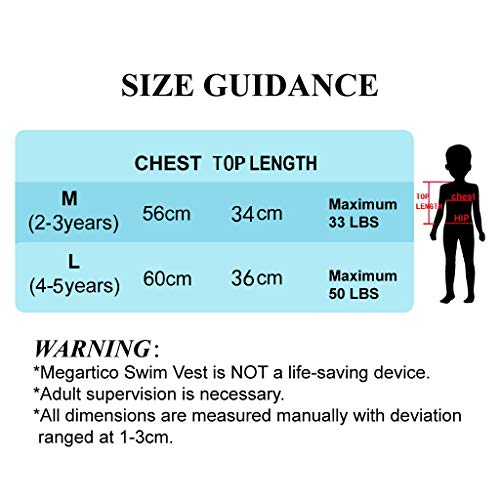 Megartico Kid's Life Jacket Dinosaur Swim Vest Buoyancy Swimwear Boys Swim Trainer Girls Adjustable Safety Strap - Zipper Aid Learn to Swim - Thumbnail 6