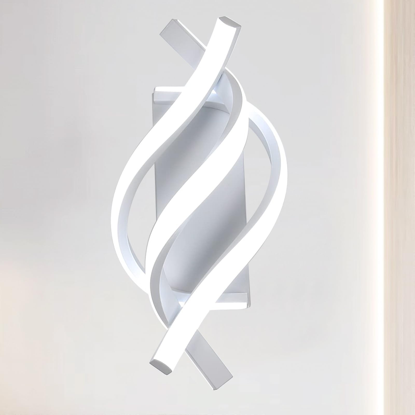 Hudi Fyier Led Wall Lamp 22W, White Modern Indoor Wall Lights for Living Room Bedroom Hallway, 6000K Cool White Creative LED Wall Light