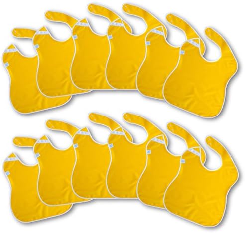 Toppy Toddler Wholesale Bibs in Bulk. Baby Bib for Child Care Centers, Daycare, Preschool and Special Needs Children, 12-pack (10" x 15" / Yellow)