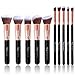 Qivange Makeup Brushes, Vegan Face Blending Brush Powder Liquid Foundation Eye Shadow Labeled Kabuki Brush(Black with Rose Gold, 10 Pieces)
