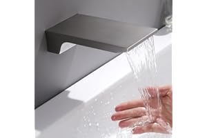 GCGWEQS Wall Mount Waterfall Tub Spout - High Flow Waterfall Bathtub Faucet, Roman Bathtub Filler Faucet Spout for Bathroom Vessel, Brushed Nickel