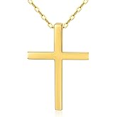 14ct Solid Gold Cross Necklace for Women, Real Gold Tiny Crucifix Cross Pendants Necklace Religious Faith Jewelry Gift for Her, Mom, Wife, 16"-18"
