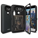 LG G5 Case, TORU [LG G5 Wallet Case] Protective Slim Fit Dual Layer Hidden Credit Card Holder ID Slot Card Case with Mirror and USB Adapter for LG G5 (2016) - Metal Slate