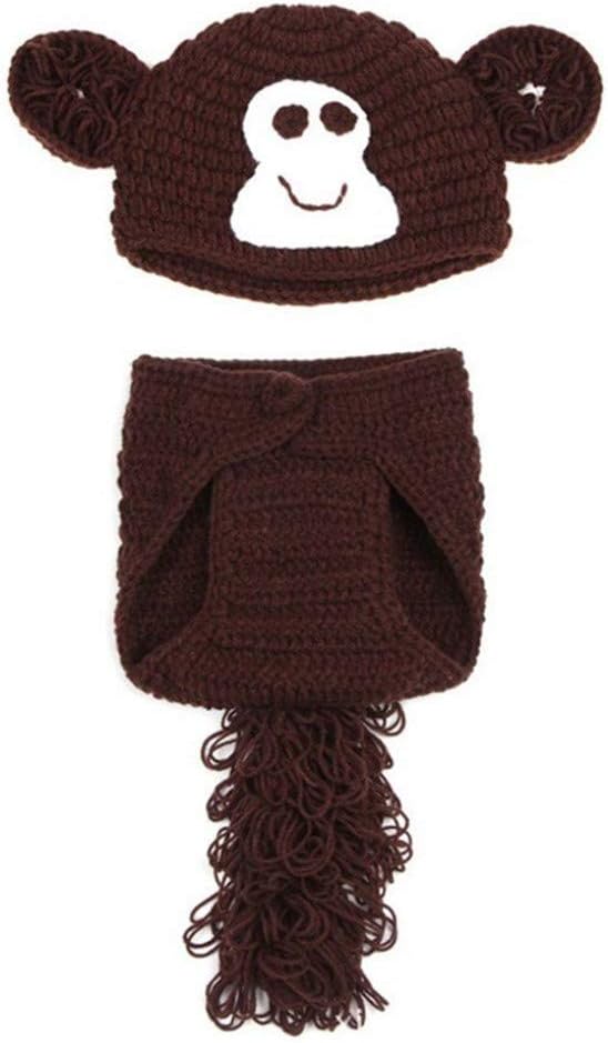 Better Dealz Cute Monkey Baby Boys Girls Photo Prop Outfit Newborn Infant Handmade Crochet Photography Costume Hat Cap Clothes Set by SamGreatWorld
