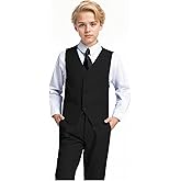 Yanlu Toddler Boys Formal Suits Set,Vest Pants Dress Shirt and Tie for Kids Boy Wedding Ring Bearer Oufit