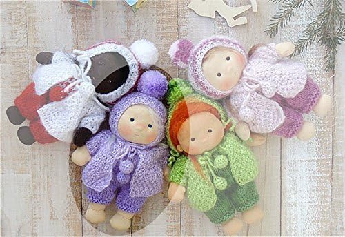 Cute Soft Waldorf Doll - 8” tall with embroidered face - 5 removable pieces of clothing - Blonde with blue eyes