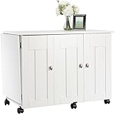 Sauder Folding SewingTable &amp; Craft Cart Storage Cabinet, in Soft White