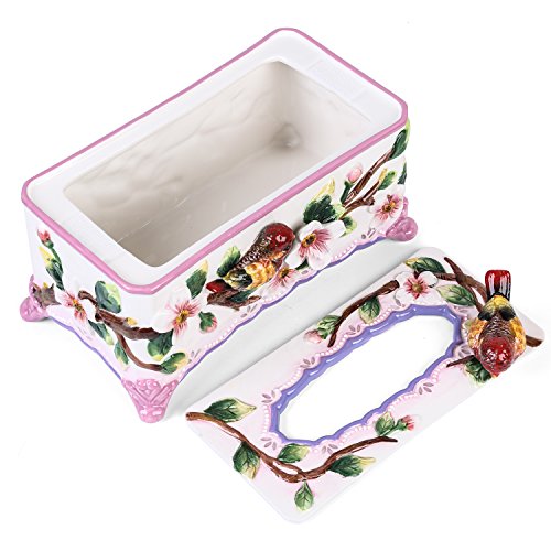 FORLONG FL9003 Ceramic Facial Tissue Dispenser Box Paper Dispenser Box Tissue Holder for Bathroom Vanity-Dogwood