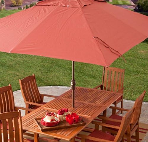 Offset Patio Umbrella,Large Outdoor Umbrella, Sun Shades For Patios,8 x 11 ft. Aluminum Rectangle, Color Terracota.Keep Yourself Shaded While Enjoying The Outdoors