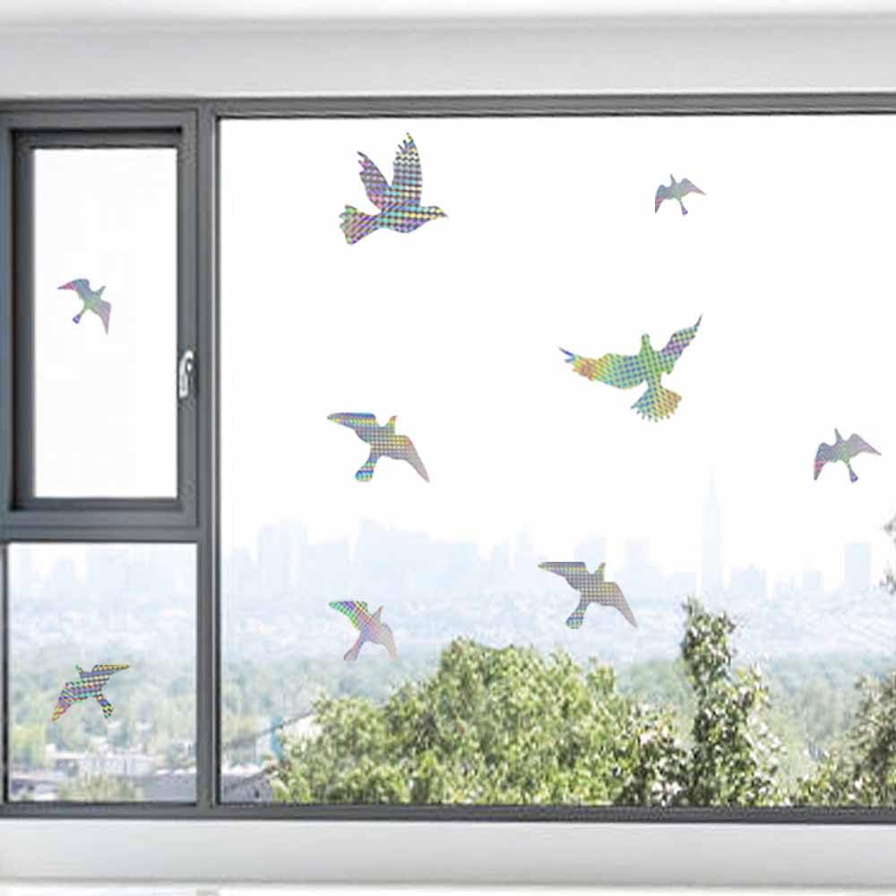 Anti-Collision Window Bird Stickers Decals Glass Door Protection and Save Birds, Reflection, 12 Pcs(Flash)