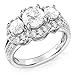 Metal Factory Sz 7 Sterling Silver 925 3 Stone CZ Cubic Zirconia Halo Engagement Ring