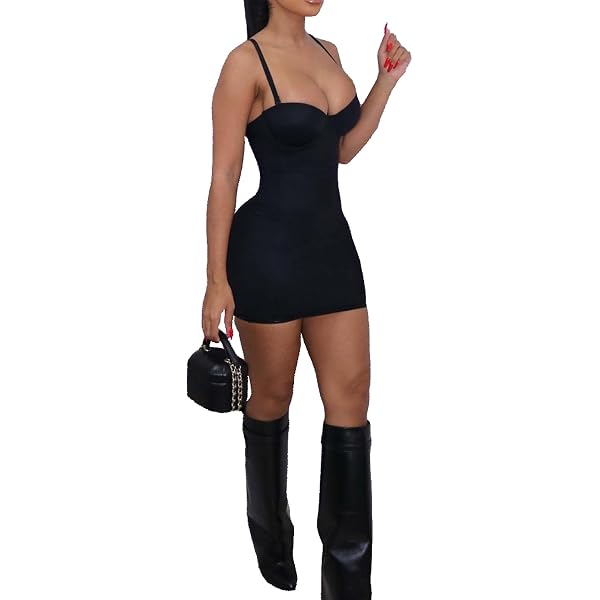 RSJ Women's Strappy Bodycon Mini Dress – Sleeveless Scoop Neck Tank Top (100% Cotton)