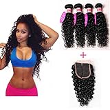 Perstar Hair 7A Grade Brazilian Water Wave 3 Bundles with Closure Uprocessed Virgin hair with 4