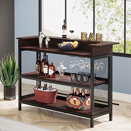 Tribesigns Industrial Home Bar Unit, 3 Tier Liquor Bar Table With