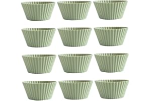 Silicone Baking Cups Cupcake Liners, Pack of 12 Reusable Non-Stick Muffin Liners for Baking Cupcake Holder Mold (Green)