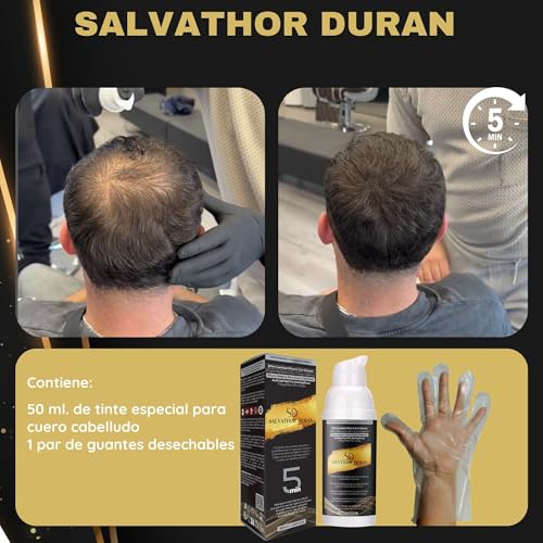 Salvathor Durán Simil Hair Fibers – Hair Concealer for Scalp – Alternative to Men's Hair Dye, Hair Fibers and Powder for Men – Conceals Baldness and Volumizes (Black, 50 ml)