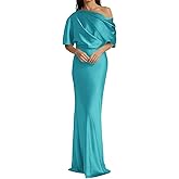 Zymhae Long One Shoulder Mother of The Bride Dresses Satin Mermaid Wedding Guest Formal Gown with Sleeves 2026