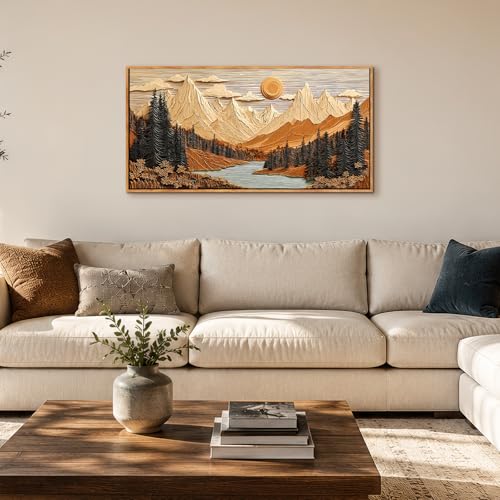 hyidecorart Montaña Bosque Moderno Marcos Cuadros Decoracion 50x100 cm | Motivos Finos, Impresión HD, Grandes Formatos, Fácil de Colgar, Tejido de Lienzo, Decoración Mural Tranquila, Arte Regalo