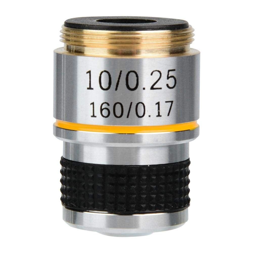 Miyinla Achromatic Objective Lens, 10X, 185/0.17, Aluminum Alloy + Optical Lens, RMS Thread, Biological Microscope