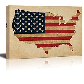 American Flag Over a Map of The United...