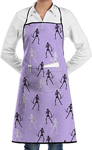 NCJSU Heart Skeleton Novelty Kitchen Aprons Bartender Apron For Waiter
