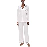 Eberjey Women's Gisele Long Pajama Set, Sorbet Pink/Black, L