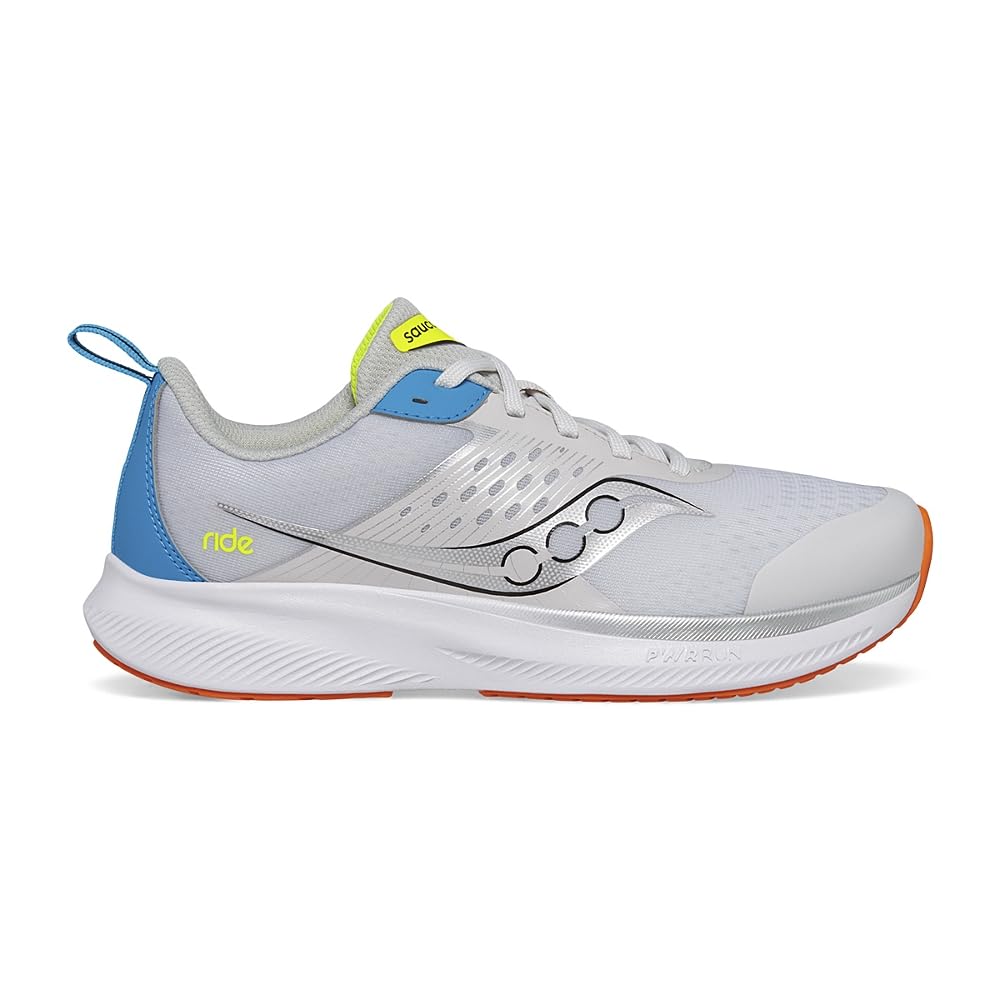 Saucony Ride Kidz Sneaker, Grey/Blue/Citron, 6 US Unisex Big Kid