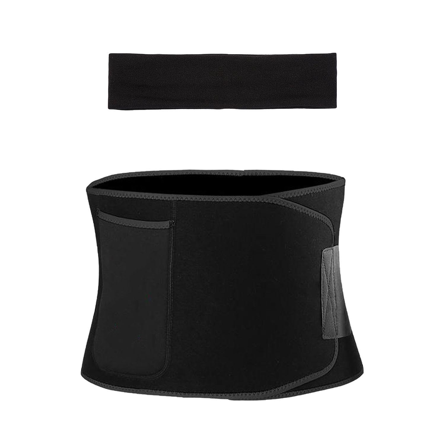 FFDHWU 1 Piece Fitness Belt With 1 Piece Headband, Elastic Support Waistband, Breathable Sweat-Absorbent Belt, Fitness Training Waistband, Suitable For Sports, Yoga, Cycling