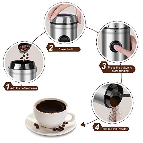 KYG Kaffeemühle 200W Elektrische Propellermühlen mit 25000 U/min Leistungsstarker Motor 80g Kapazität Sicherheitsschloss… – Bild 5