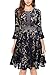 MISSMAY Women's Vintage Full Lace Contrast Flare Sleeve Big Swing A-Line Dress (Medium, A-Navy Blue)