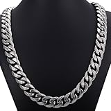 Trendsmax 14.5mm Heavy Frosted Matte Cut Curb Cuban Link Mens Chain 316L Stainless Steel Necklace 20inch