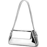 WELLATENT Silver Bag Evening Clutch Bag Sparkly Satchel Patent Leather Y2K Handbag Crossbody Metallic Purses for Party.